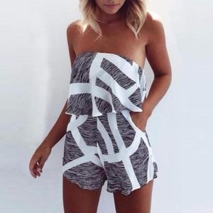 Gray & White Romper